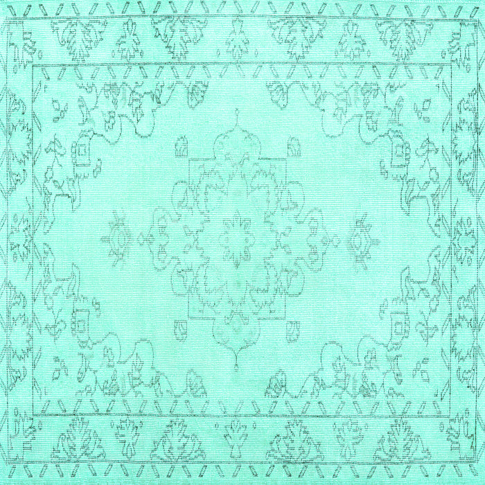 Square Machine Washable Persian Turquoise Traditional Area Rugs, wshtr3754turq