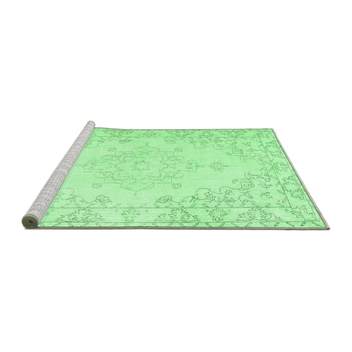 Sideview of Machine Washable Persian Emerald Green Traditional Area Rugs, wshtr3754emgrn