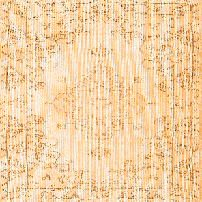 Round Machine Washable Persian Orange Traditional Area Rugs, wshtr3754org