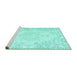 Sideview of Machine Washable Persian Turquoise Traditional Area Rugs, wshtr3754turq