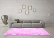 Machine Washable Persian Pink Traditional Rug in a Living Room, wshtr3754pnk