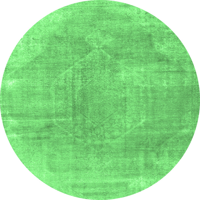 Round Machine Washable Persian Emerald Green Traditional Area Rugs, wshtr3755emgrn