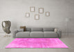 Machine Washable Persian Pink Traditional Rug in a Living Room, wshtr3755pnk