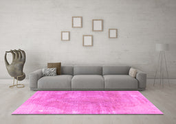 Machine Washable Persian Pink Traditional Rug in a Living Room, wshtr3755pnk