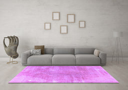 Machine Washable Persian Purple Traditional Area Rugs in a Living Room, wshtr3755pur