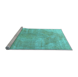 Sideview of Machine Washable Persian Light Blue Traditional Rug, wshtr3755lblu