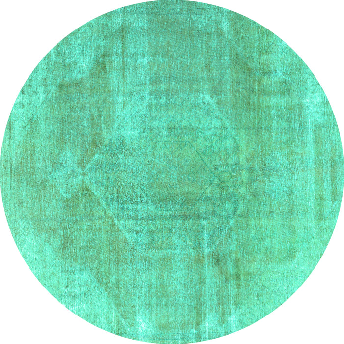 Round Machine Washable Persian Turquoise Traditional Area Rugs, wshtr3755turq