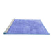 Sideview of Machine Washable Persian Blue Traditional Rug, wshtr3755blu