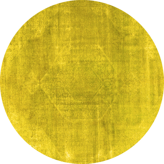 Round Persian Yellow Traditional Rug, tr3755yw
