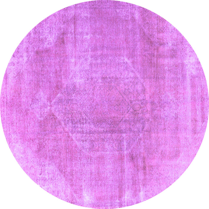 Round Machine Washable Persian Purple Traditional Area Rugs, wshtr3755pur