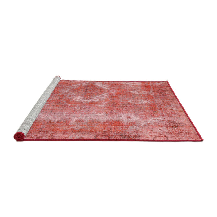 Sideview of Machine Washable Traditional Fire Red Rug, wshtr3756