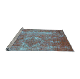 Sideview of Machine Washable Persian Light Blue Traditional Rug, wshtr3756lblu
