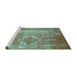 Sideview of Machine Washable Persian Turquoise Traditional Area Rugs, wshtr3756turq