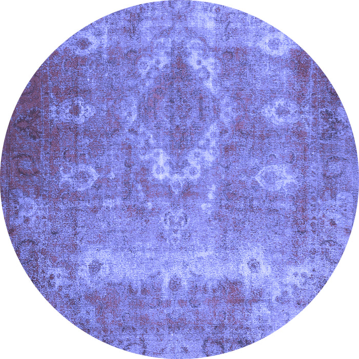 Round Persian Blue Traditional Rug, tr3756blu