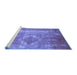 Sideview of Machine Washable Persian Blue Traditional Rug, wshtr3756blu