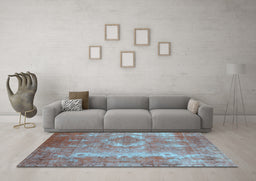 Machine Washable Persian Light Blue Traditional Rug in a Living Room, wshtr3756lblu