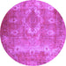 Round Machine Washable Persian Purple Traditional Area Rugs, wshtr3756pur