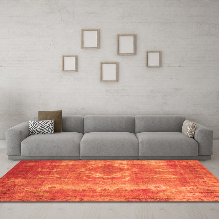 Machine Washable Persian Orange Traditional Area Rugs in a Living Room, wshtr3756org