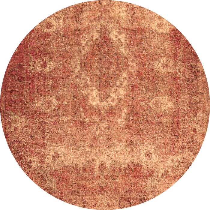 Round Persian Brown Traditional Rug, tr3756brn