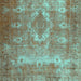 Square Machine Washable Persian Turquoise Traditional Area Rugs, wshtr3756turq