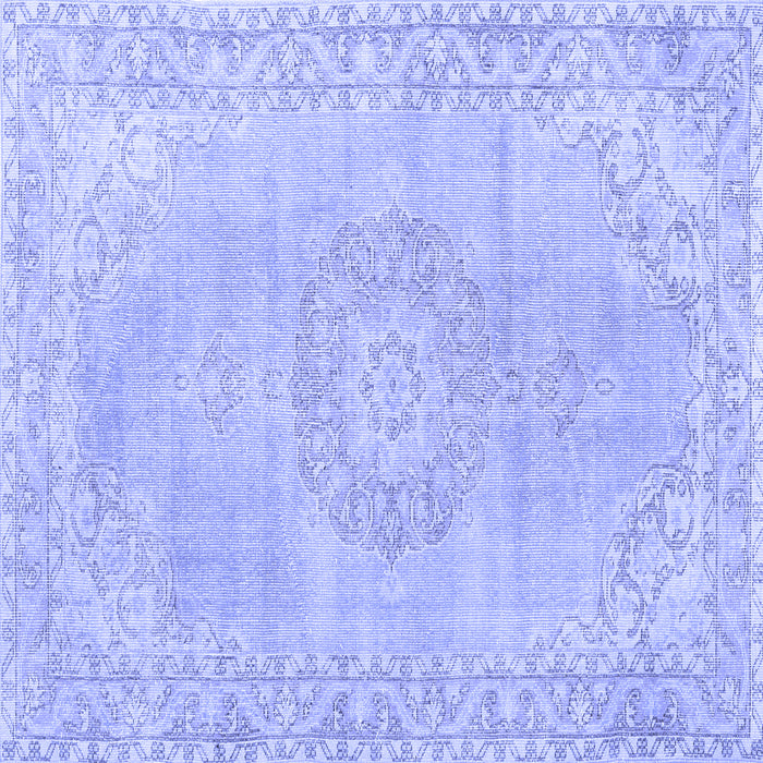 Square Persian Blue Traditional Rug, tr3757blu