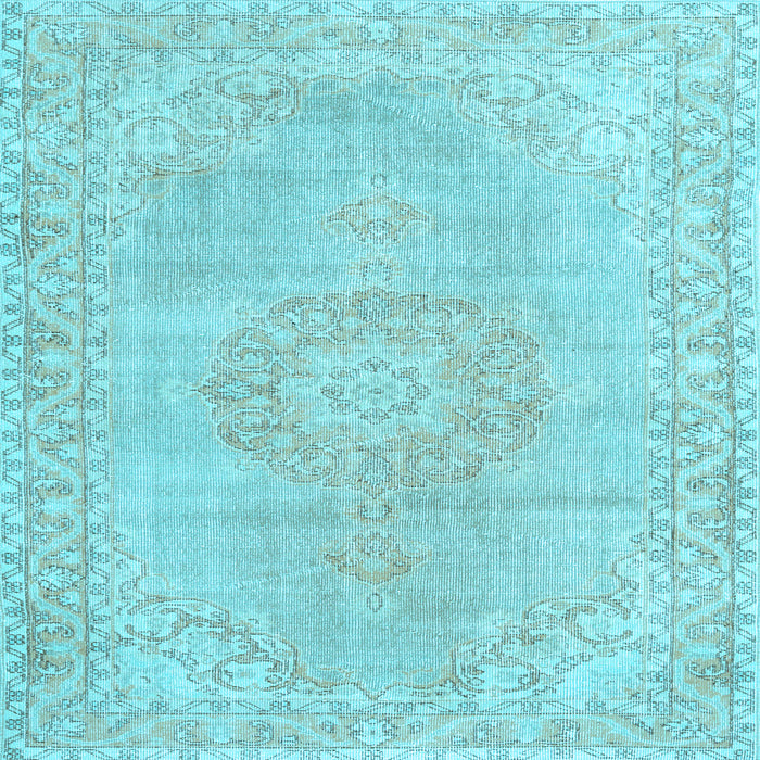 Square Machine Washable Persian Light Blue Traditional Rug, wshtr3757lblu