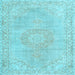 Square Machine Washable Persian Light Blue Traditional Rug, wshtr3757lblu