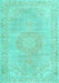 Machine Washable Persian Turquoise Traditional Area Rugs, wshtr3757turq