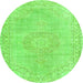 Square Persian Green Traditional Rug, tr3757grn