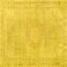 Square Machine Washable Persian Yellow Traditional Rug, wshtr3757yw