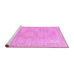Sideview of Machine Washable Persian Pink Traditional Rug, wshtr3757pnk