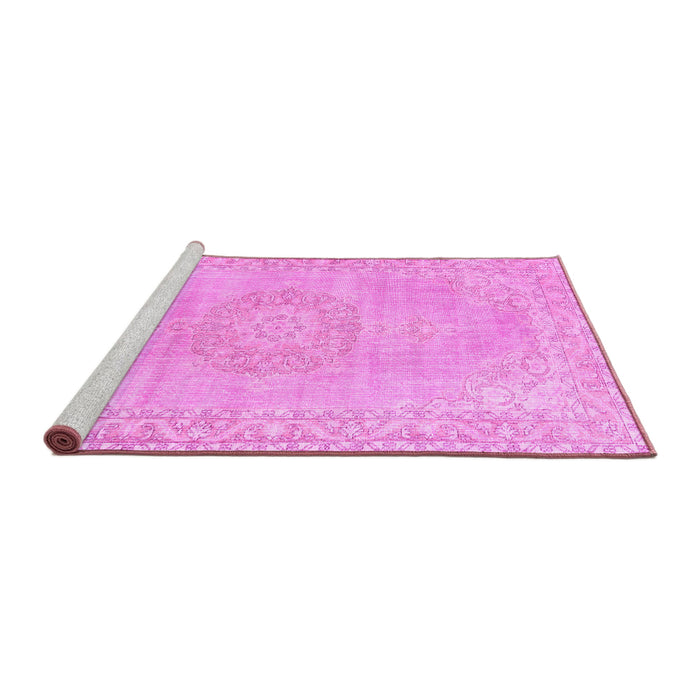 Sideview of Machine Washable Persian Pink Traditional Rug, wshtr3757pnk
