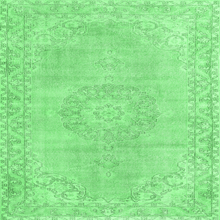 Square Machine Washable Persian Emerald Green Traditional Area Rugs, wshtr3757emgrn
