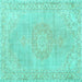 Square Persian Turquoise Traditional Rug, tr3757turq