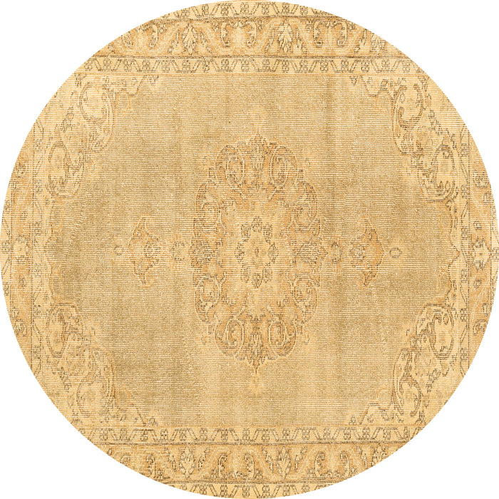 Round Persian Brown Traditional Rug, tr3757brn