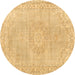 Round Persian Brown Traditional Rug, tr3757brn