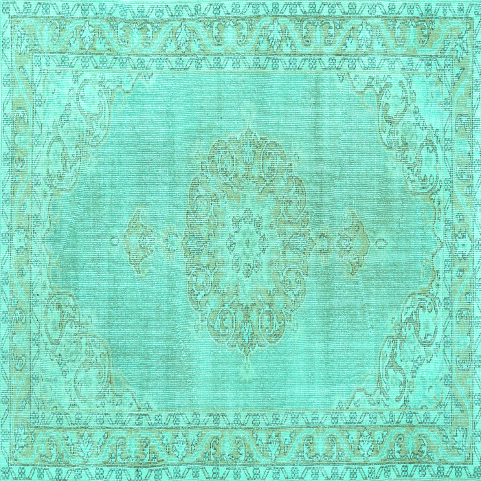 Square Machine Washable Persian Turquoise Traditional Area Rugs, wshtr3757turq