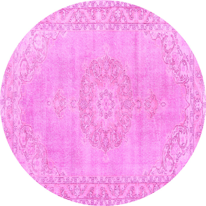 Round Persian Pink Traditional Rug, tr3757pnk