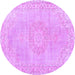 Round Machine Washable Persian Purple Traditional Area Rugs, wshtr3757pur