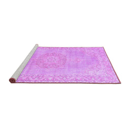 Sideview of Machine Washable Persian Purple Traditional Area Rugs, wshtr3757pur
