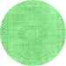 Round Persian Emerald Green Traditional Rug, tr3757emgrn