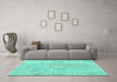 Machine Washable Persian Turquoise Traditional Area Rugs in a Living Room,, wshtr3757turq