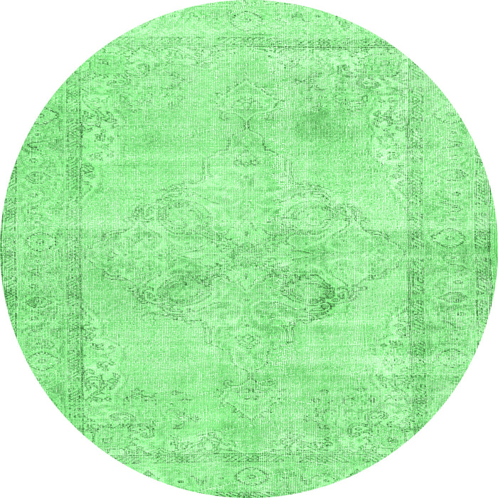 Round Persian Emerald Green Traditional Rug, tr3758emgrn