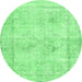 Round Persian Emerald Green Traditional Rug, tr3758emgrn