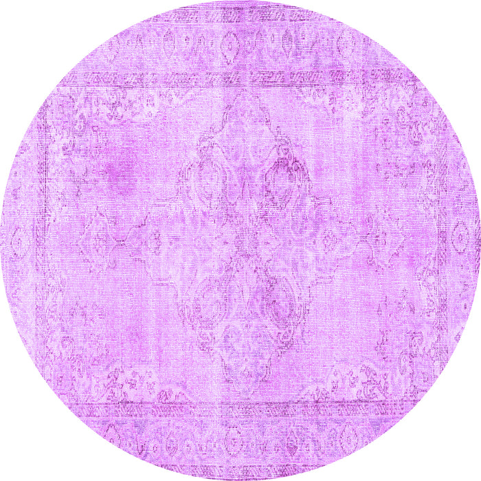Round Persian Purple Traditional Rug, tr3758pur