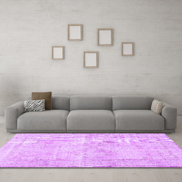 Machine Washable Persian Purple Traditional Area Rugs in a Living Room, wshtr3758pur