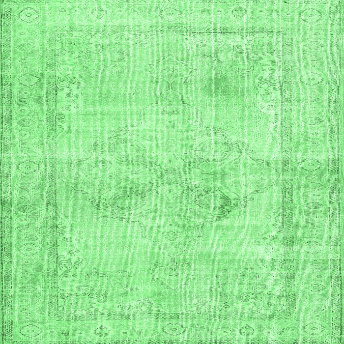 Square Machine Washable Persian Emerald Green Traditional Area Rugs, wshtr3758emgrn