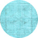 Round Persian Light Blue Traditional Rug, tr3758lblu