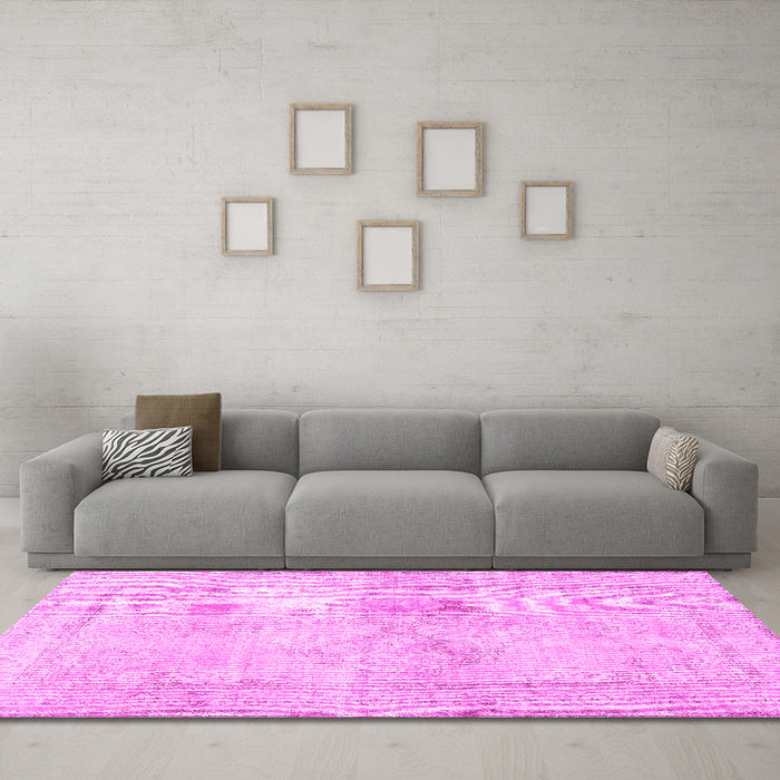 Machine Washable Persian Pink Traditional Rug in a Living Room, wshtr3758pnk