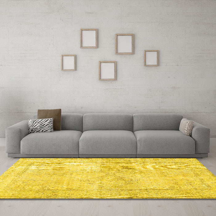 Machine Washable Persian Yellow Traditional Rug in a Living Room, wshtr3758yw
